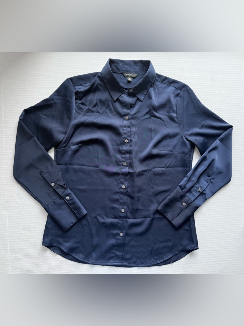 Banana Republic Silky Classic Shirt Button-Up Preppy Navy Size S